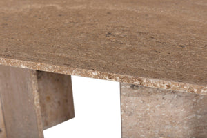 Meridian Furniture Verona Handcrafted Stone Top Coffee Table with Sculptural Base for Modern Living Rooms Natural Travertine 220Travertine-CT