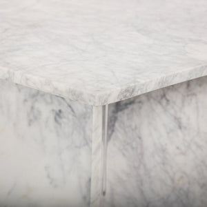 Meridian Furniture Verona Handcrafted Stone Top Coffee Table with Sculptural Base for Modern Living Rooms White Genuine Marble 220White-CT