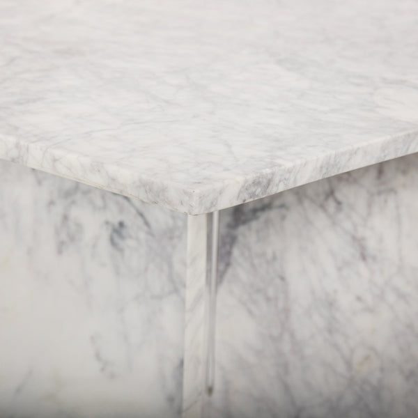 Meridian Furniture Verona Handcrafted Stone Top Coffee Table with Sculptural Base for Modern Living Rooms White Genuine Marble 220White-CT