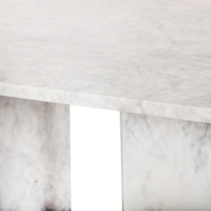 Meridian Furniture Verona Handcrafted Stone Top Coffee Table with Sculptural Base for Modern Living Rooms White Genuine Marble 220White-CT