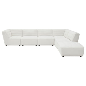 English Elm Nevve Low-Profile 6-Piece Tufted Sectional Sofa in Ivory Faux Sheepskin — Modular, Cozy, Chic Design B062S00990