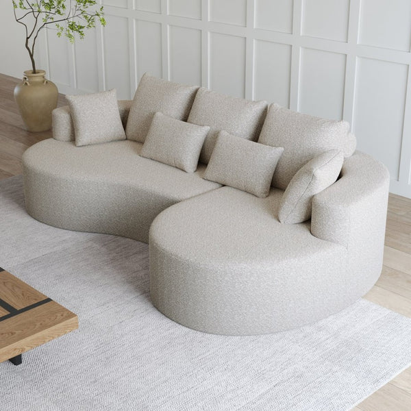 English Elm Modern Chenille Cloud Sectional Sofa Deep Curved 4 Seat Modular Couch for Living Room W834S00489