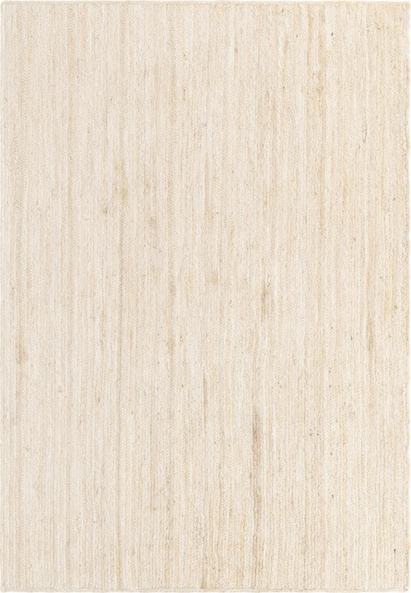 Unique Loom Braided Jute Dhaka Hand Braided Solid Rug White,  6' 1" x 9' 0"