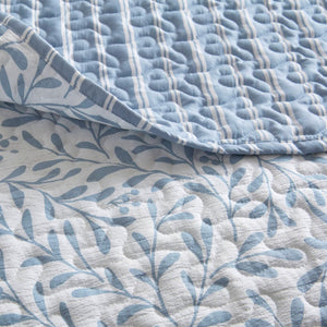English Elm 3-piece King Quilt Set Scalloped Hem Microfiber Bedding for Master or Guest Room Blue B035P482951