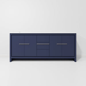 English Elm Navy Blue Double Bath Vanity 80" W With Cultured Marble Top, Ample Storage & Soft-Close Features B2731P259548