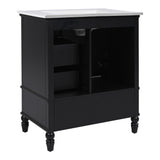 Christopher Knight Home® - Noble House - - 30" Bathroom Vanity With Sink, Bathroom Cabinet With A Door, Three Drawers, Solid Wood Legs & Mdf Board, Adiustable Foot Pads, Black (Other Color: N725P195409K)