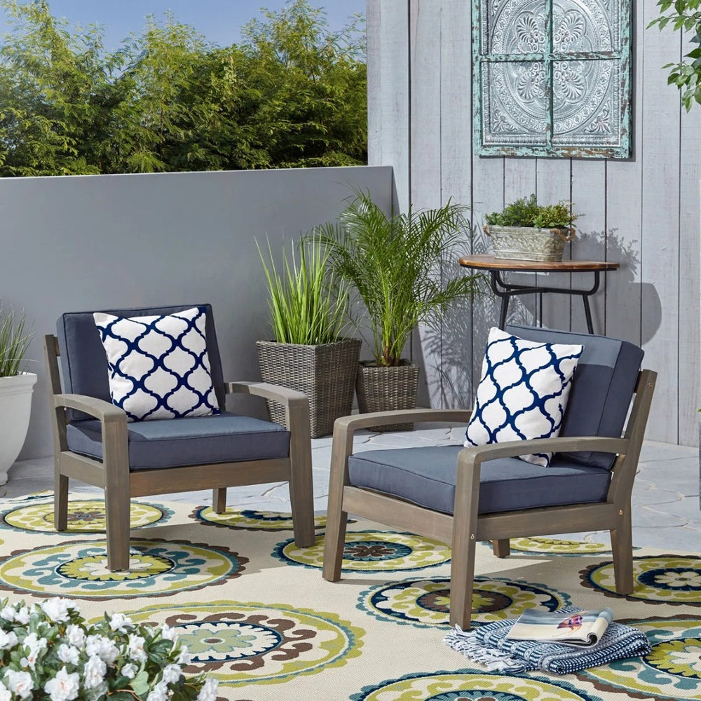 English Elm [set of 4] Grenada Solid Acacia Outdoor Club Chairs Slat Panel Patio Lounge Seating 57977.00FGRYCUSH-GRYSKIN