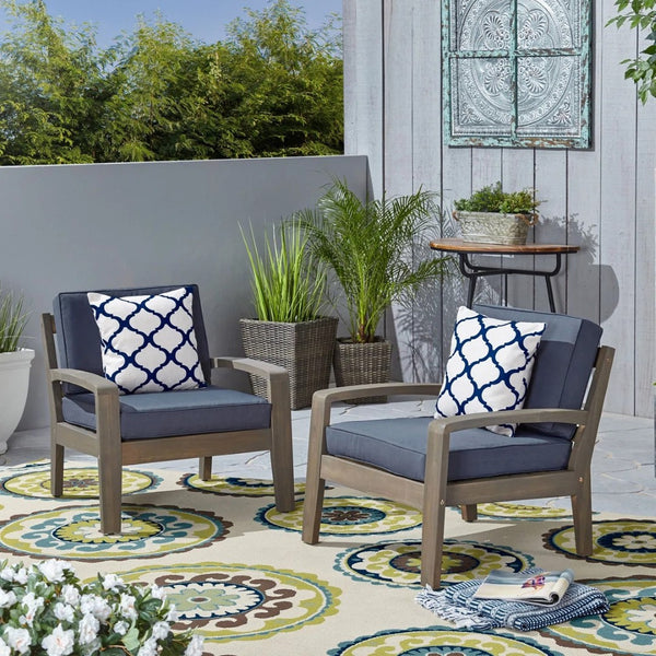 English Elm [set of 4] Grenada Solid Acacia Outdoor Club Chairs Slat Panel Patio Lounge Seating 57977.00FGRYCUSH-GRYSKIN