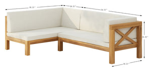English Elm Brava Outdoor Acacia Corner Bench Set with Coffee Table for Patio Entertaining 57968.00BEI2