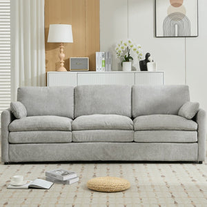 English Elm 101.2" Modular Chenille Sectional Sofa with Tufted Cushions and Deep Seating for Living Room Light Grey N719S001922R