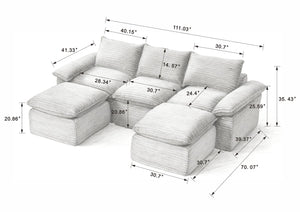 English Elm Modern Corduroy Cloud Sofa – Stylish, Modular Comfort For Living Rooms, Offices & Apartments W3396S00027