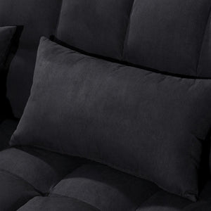 English Elm 1 Suede Futon Sofa Bed with Usb Port Swivel Phone Stand and Adjustable Backrest W3739P445773