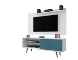 Manhattan Comfort Liberty Mid-Century Modern 2-Piece Entertainment Center White and Aqua Blue 221-201AMC63