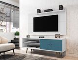 Manhattan Comfort Liberty Mid-Century Modern 2-Piece Entertainment Center White and Aqua Blue 221-201AMC63