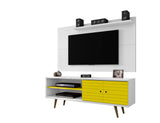 Manhattan Comfort Liberty Mid-Century Modern 2-Piece Entertainment Center White and Yellow 221-201AMC64