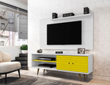 Manhattan Comfort Liberty Mid-Century Modern 2-Piece Entertainment Center White and Yellow 221-201AMC64