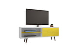 Manhattan Comfort Liberty Mid-Century Modern 2-Piece Entertainment Center White and Yellow 221-201AMC64