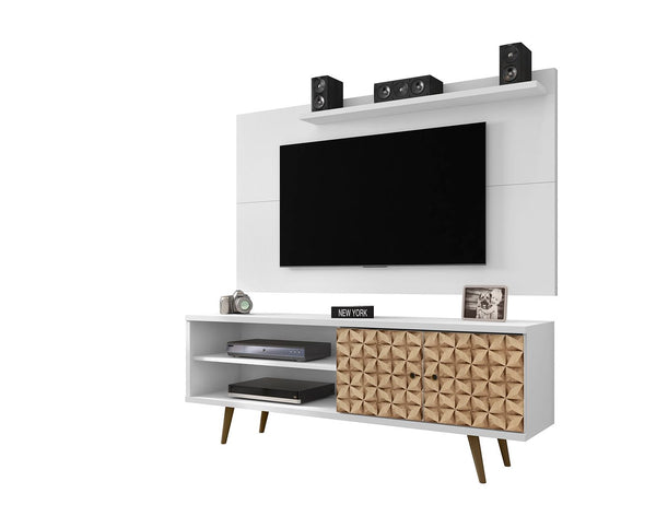 Manhattan Comfort Liberty Mid-Century Modern 2-Piece Entertainment Center White and 3D Brown Prints 221-201AMC67