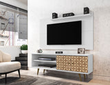 Manhattan Comfort Liberty Mid-Century Modern 2-Piece Entertainment Center White and 3D Brown Prints 221-201AMC67