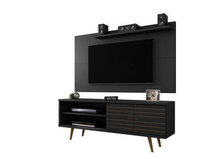 Manhattan Comfort Liberty Mid-Century Modern 2-Piece Entertainment Center Black 221-201AMC8