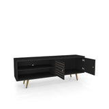 Manhattan Comfort Liberty Mid-Century Modern 2-Piece Entertainment Center Black 221-201AMC8