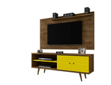 Manhattan Comfort Liberty Mid-Century Modern 2-Piece Entertainment Center Rustic Brown and Yellow 221-201AMC94