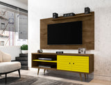 Manhattan Comfort Liberty Mid-Century Modern 2-Piece Entertainment Center Rustic Brown and Yellow 221-201AMC94