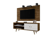 Manhattan Comfort Liberty Mid-Century Modern 2-Piece Entertainment Center Rustic Brown and White 221-201AMC96