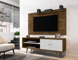 Manhattan Comfort Liberty Mid-Century Modern 2-Piece Entertainment Center Rustic Brown and White 221-201AMC96