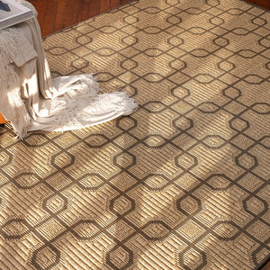 Capel Rugs Julian Eco-friendly Sisal Rug With Interlocking Square Pattern For Stylish Home Décor Solutions Sand Black, Ivory 100% Natural Sisal 2210rs04000600370