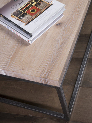 Lexington Artistica Home Foray Rectangular Cocktail Table - Distressed Barnyard Oak With Unique Iron Base For Modern Living Ebony Wood 2210-945