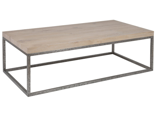 Lexington Artistica Home Foray Rectangular Cocktail Table - Distressed Barnyard Oak With Unique Iron Base For Modern Living Ebony Wood 2210-945