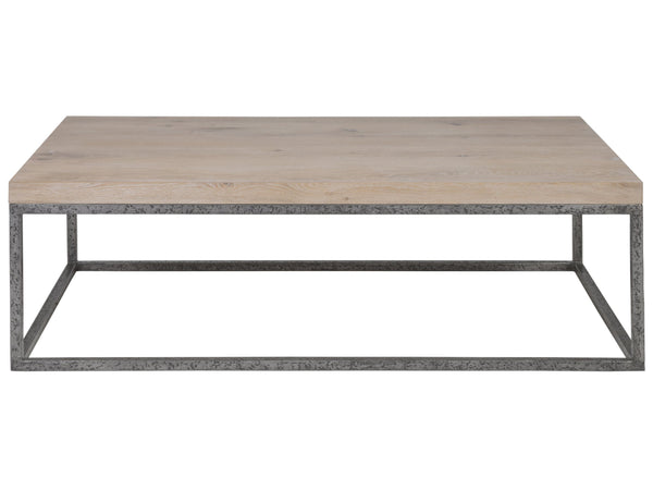 Lexington Artistica Home Foray Rectangular Cocktail Table - Distressed Barnyard Oak With Unique Iron Base For Modern Living Ebony Wood 2210-945