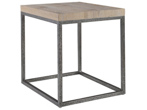 Lexington Artistica Home Foray Contemporary Rectangular End Table With Distressed Barnyard Oak Top And Iron Base Design Ebony Wood 2210-955