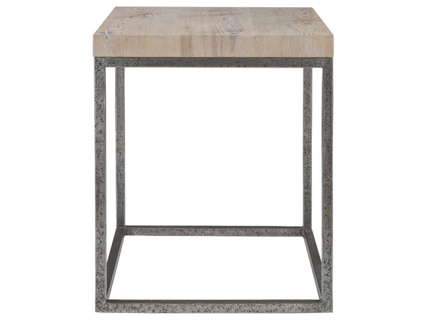 Lexington Artistica Home Foray Contemporary Rectangular End Table With Distressed Barnyard Oak Top And Iron Base Design Ebony Wood 2210-955