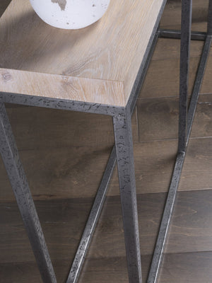 Lexington Artistica Home Foray Console Table - Distressed Barnyard Oak Top On Open Iron Base - Unique Contemporary Design Ebony Wood 2210-966