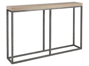 Lexington Artistica Home Foray Console Table - Distressed Barnyard Oak Top On Open Iron Base - Unique Contemporary Design Ebony Wood 2210-966