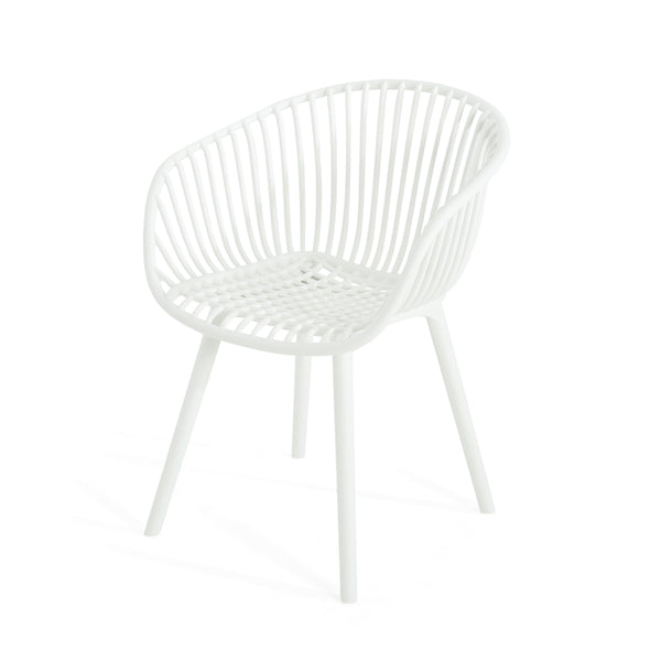 English Elm Christopher Knight Home® - Mykonos Weather-Resistant Outdoor Dining Chair Set of 2 with Durable Resin Frame and Perforated Design White N775P176700W