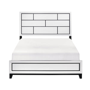 English Elm Modern Contemporary White Finish Eastern King Bed With Black Trim - Stylish, Durable Design For Any Decor B011S01344