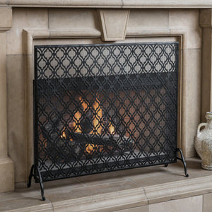 English Elm Christopher Knight Home® - FIRE Iron Single Panel Elmer Fireplace Screen — Durable Decorative Hearth Shield Protects Home Interiors Black 61130.00BLK