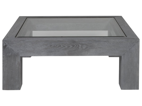 Lexington Artistica Home Accolade Square Cocktail Table - Distressed Oak Design With Beveled Glass And Iron Frame Elegance Carbon Wood 2211-947c