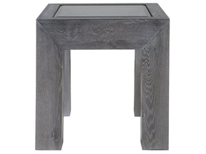 Lexington Artistica Home Accolade Rectangular End Table - Unique Handcrafted Design With Distressed Finish & Glass Top Carbon Wood 2211-955c