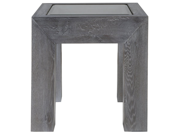 Lexington Artistica Home Accolade Rectangular End Table - Unique Handcrafted Design With Distressed Finish & Glass Top Carbon Wood 2211-955c