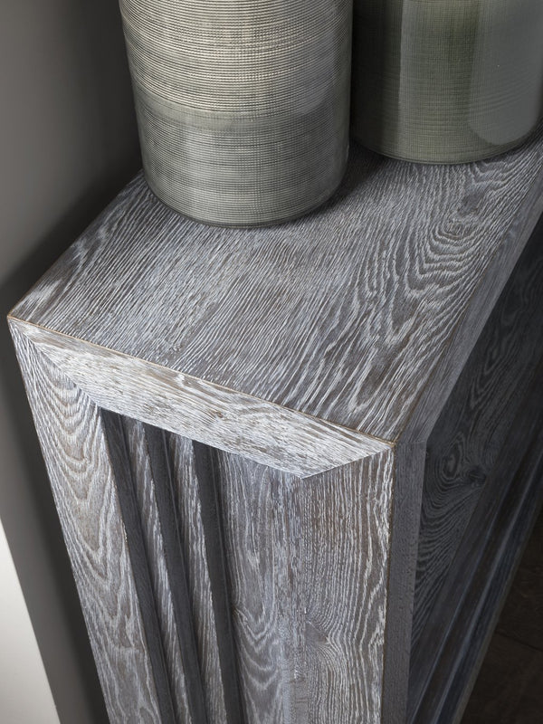 Lexington Artistica Home Accolade Console - Distressed Barnyard Oak With Unique Finishes & Architectural Design For Your Home Carbon Wood 2211-966
