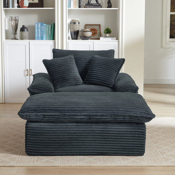 English Elm 51.97 modern cushioned compression single seat sofa with oversized footrest deep plush seating for comfort and support Dark Gray W3396P330953