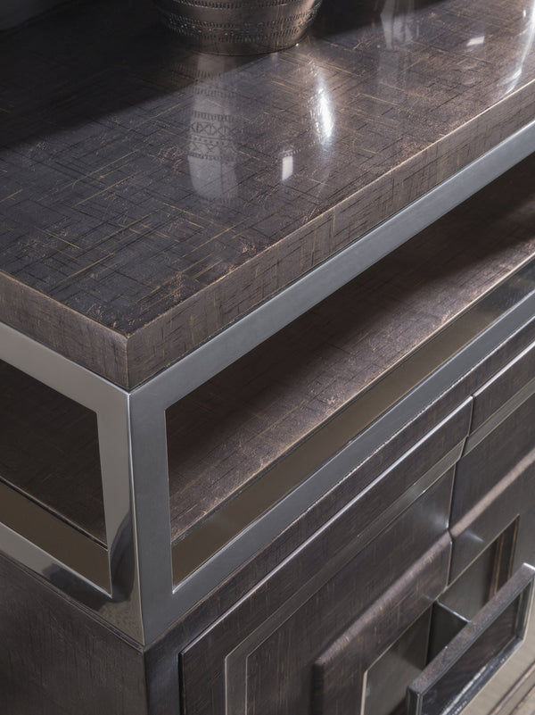 Lexington Artistica Home Viscount Media Console - Exquisite Hand-painted Design With Adjustable Shelves And Sound Bar Storage Medium Brown Wood 2212-907