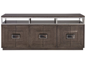 Lexington Artistica Home Viscount Media Console - Exquisite Hand-painted Design With Adjustable Shelves And Sound Bar Storage Medium Brown Wood 2212-907