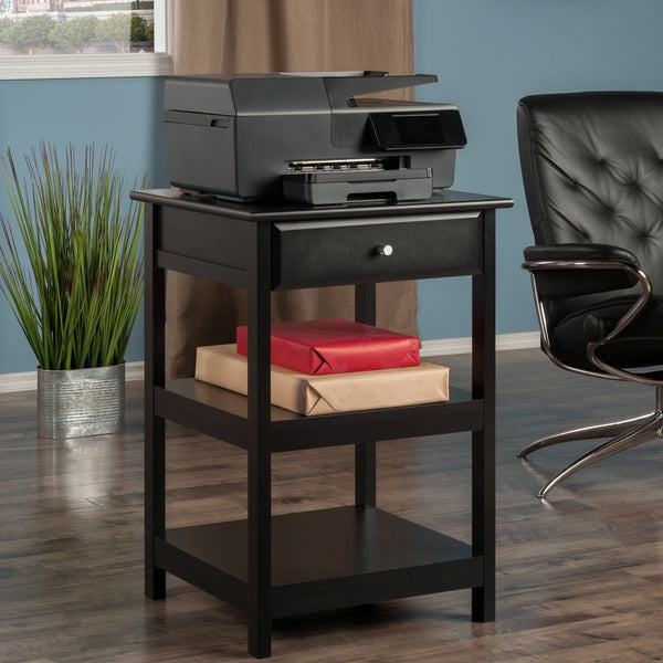 Winsome Wood Delta Versatile Home Office Printer Stand With Drawer & Open Shelves - Stylish Black Finish Black Composite Wood 22121-winsome-wood