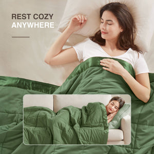 English Elm 1 Lightweight Down Alternative King Blanket with Satin Trim, Moisture-Resistant Microfiber, Quilted Comfort Green 14.96 L x 7.87 W x 7.87 H B035P319516