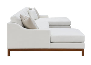 English Elm Valiant Ivory Chenille Sectional Sofa with Pocket Coil Seating, 4 High-Density Foam Pillows B2726S00265